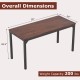 55-inch conference table dimensions displayed, featuring a sturdy metal frame and a spacious brown top for versatile.