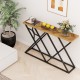 55-inch console table with a solid wood top and geometric metal frame, ideal for living room or hallway decor.