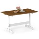 Rectangular 55-inch dining table with walnut finish, solid rubber wood base, perfect for 4-6 people in a kitchen.