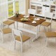 Rectangular 55-inch dining table with solid rubber wood base, accommodating 4-6 people, perfect for kitchen or dining.