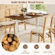Rectangular 55-inch dining table with solid rubber wood frame, accommodating 4-6 people, perfect for kitchens or dining.