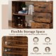 Rustic brown 55-inch L-shaped desk with 3 drawers and adjustable shelf, perfect for home office organization.