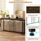 55" industrial console table with H-shaped base, reinforced crossbar, and adjustable foot pads for enhanced stability.