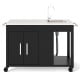 Front view of the 56-inch outdoor grill table with sink and stainless steel top, showcasing convenient handles and.