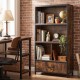 Rustic brown 56" tall freestanding bookcase with five tiers and a drawer, ideal for home office or living room.