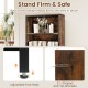 56" tall freestanding bookcase in rustic brown with adjustable foot pads and anti-tip brackets for stability and safety.