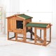Detailed view of the 58-inch weatherproof wooden rabbit hutch showcasing the spacious downstairs area and lockable.