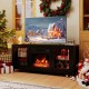 58" black fireplace TV stand with LED lights and electric fireplace, perfect for cozy living room ambiance.