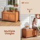 52-gallon patio wood deck box with flip top, functions as storage, bench, or coffee table for outdoor use.