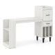 Modern 59" home office desk in white with side storage shelves, drawer cabinets, and ample legroom for comfortable use.