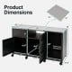 59" outdoor grill table featuring a stainless steel top, two removable shelves, and three cabinets for versatile storage.