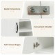 Close-up of soft-close hinges and convenient handles on the 59" wide hall tree with bench and storage in white.