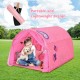 Pink kids play tent with double net curtains, made of peach skin fabric, perfect for indoor and outdoor fun.