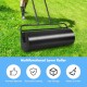 36 x 12 inch black lawn roller with U-shaped handle, ideal for leveling gardens and patios, made of durable steel.