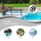 Gray patio reclining chaise lounge with adjustable neck pillow and premium wheels for easy movement by the poolside.