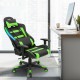 Ergonomic adjustable swivel gaming chair in green with RGB lights, designed for comfort during gaming and work.