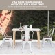 Set of 4 Tolix style metal dining chairs with wood seats in white, perfect for kitchen or dining room use.