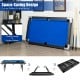 Foldable 6 feet billiard pool table in blue with locking legs and adjustable feet, perfect for small spaces and easy.