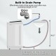 Compact twin tub washing machine with built-in drain pump and extended 6.5ft drain hose for easy water drainage.