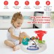 Musical activity table for kids featuring colorful buttons, 16 songs, and 9 activities for mind development.
