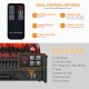 Remote control and control panel of the 1400W electric fireplace log heater with adjustable flame brightness.