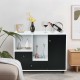 Lateral mobile filing cabinet in black with 2 drawers and open shelves, ideal for versatile storage and display.