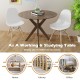Round 36-inch wood dining table with intersecting pedestal base, ideal for home, office, or café use.