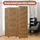 4-panel folding privacy partition room divider in yellow, featuring a hand-woven design for versatile home decor.