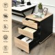 3-drawer mobile file cabinet in engineered wood with smooth slides, ideal for office storage and easy mobility.