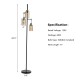 Retro floor lamp displaying amber glass shades and a solid iron base, measuring 64.5 inches tall, ideal for stylish.