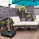 Patio cantilever umbrella base with wheels, made of durable materials, ideal for outdoor use in gardens and patios.