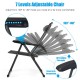 Adjustable reclining chair with seven positions, gray oxford fabric, perfect for patio, garden, or camping use.