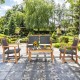 Four-piece outdoor patio rattan furniture sofa set with acacia wood frame, perfect for garden relaxation and gatherings.