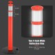 Orange traffic delineator post with two reflective collars, 45 inches tall, ideal for guiding traffic and enhancing.