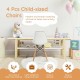 Child-sized white chair with wood legs, lightweight and ergonomic, perfect for nurseries and playrooms.