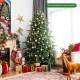 7 feet artificial Christmas tree with 1260 mixed PE and PVC tips, displayed in a bright living room with festive decor.