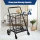 Heavy duty black folding utility shopping cart with spacious baskets and 330 lbs capacity, ideal for grocery runs and.