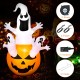 6-foot inflatable Halloween pumpkin with ghosts, LED light, and durable polyester for outdoor decoration.