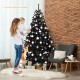 Black 6 feet hinged artificial Christmas tree with 1036 branch tips, perfect for customizable holiday decor.