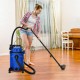 Wet dry vacuum cleaner in blue with 6.6-gallon capacity, ideal for home cleanup and versatile cleaning tasks.