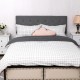 Gray tufted linen fabric upholstered headboard for queen and full size beds, featuring adjustable height and elegant.