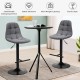 Gray adjustable bar stool featuring a comfortable linen seat and sturdy round base, ideal for dining and social spaces.