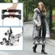 Portable folding stair climbing hand truck with three-wheel design and adjustable handle, ideal for moving boxes and.
