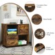 Mobile file cabinet in brown with open compartments and drawers, featuring a printer stand and smooth-rolling wheels.