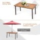 55-inch acacia wood dining table with slatted surface and 2" umbrella hole, perfect for indoor and outdoor use.
