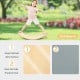 Wooden wobble balance board for kids with polished birch surface and felt side, perfect for outdoor play and balance.