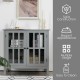 Gray glass door sideboard console storage cabinet with two shelves, sturdy MDF construction, ideal for versatile.