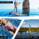 Inflatable stand-up paddle board with non-slip deck, suitable for fishing, yoga, and leisure paddling in water.