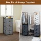 Multifunctional dresser with 8 fabric drawers and metal rack, ideal for organizing clothes and accessories in any room.