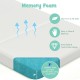 Tri-fold memory foam baby mattress with carrying bag, featuring breathable design and easy-to-clean removable cover.